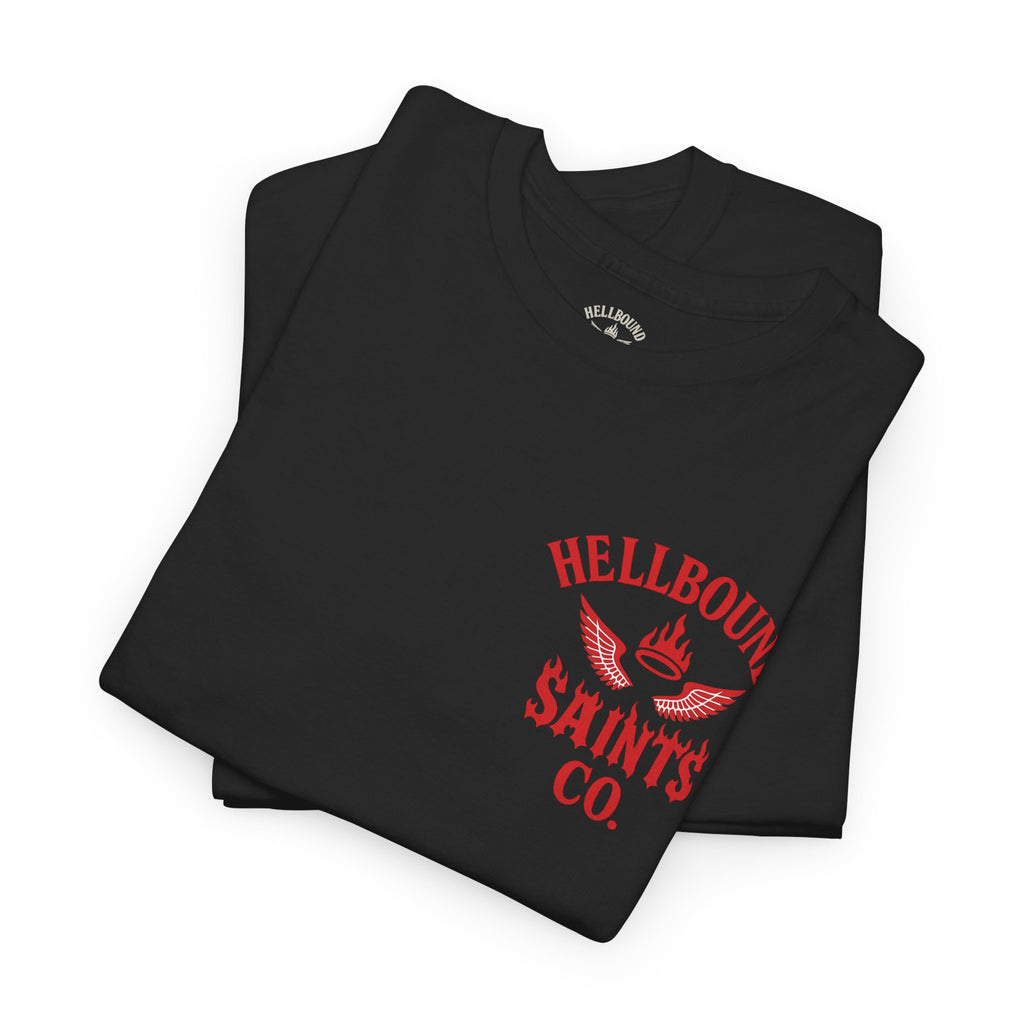 Sinner Graphic Tee — Hellbound Saints Co. Red Flame Back Print