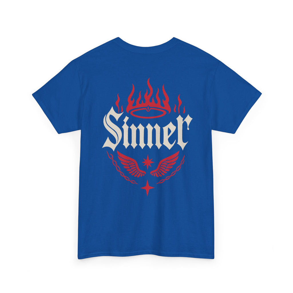 Sinner Graphic Tee — Hellbound Saints Co. Red Flame Back Print