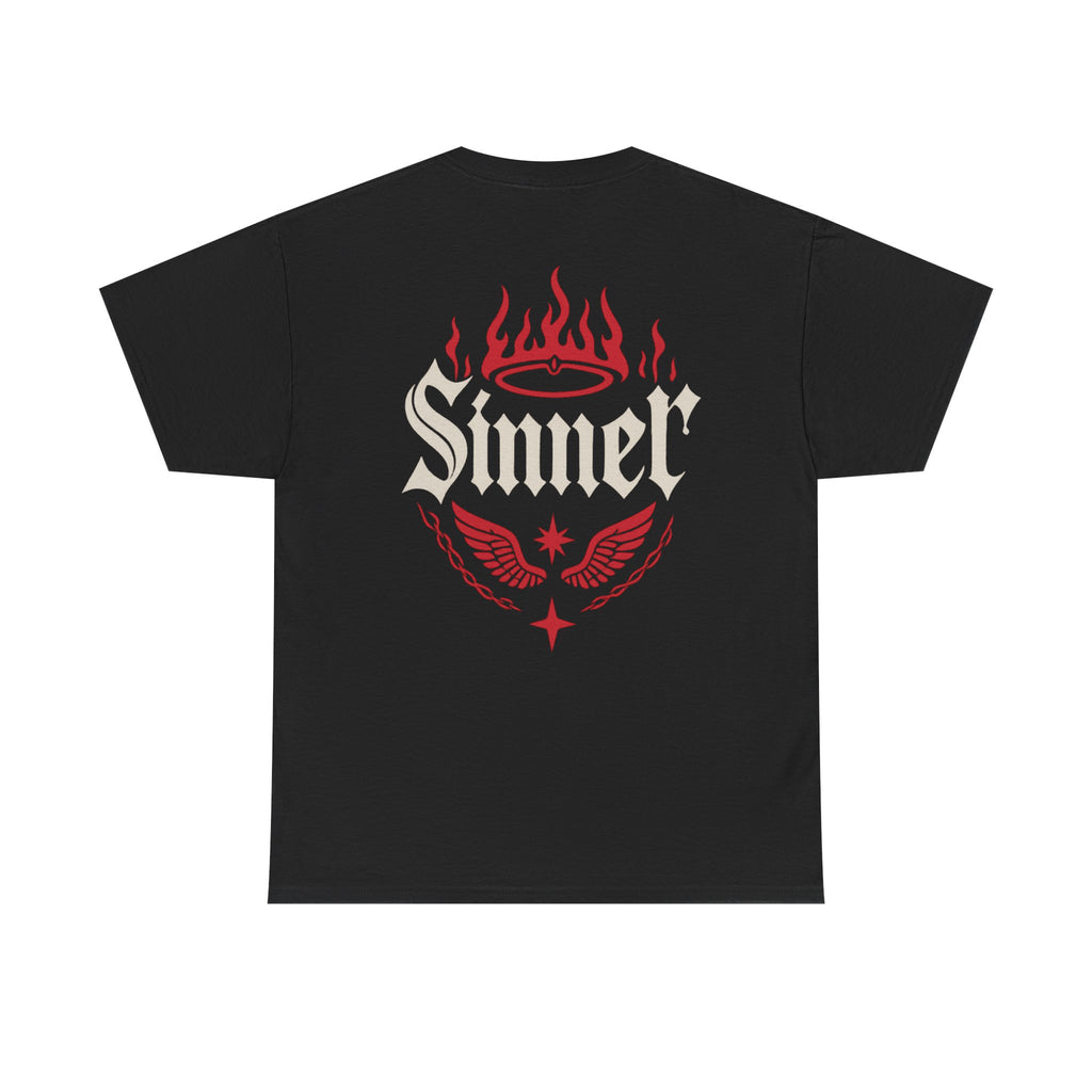 Sinner Graphic Tee — Hellbound Saints Co. Red Flame Back Print