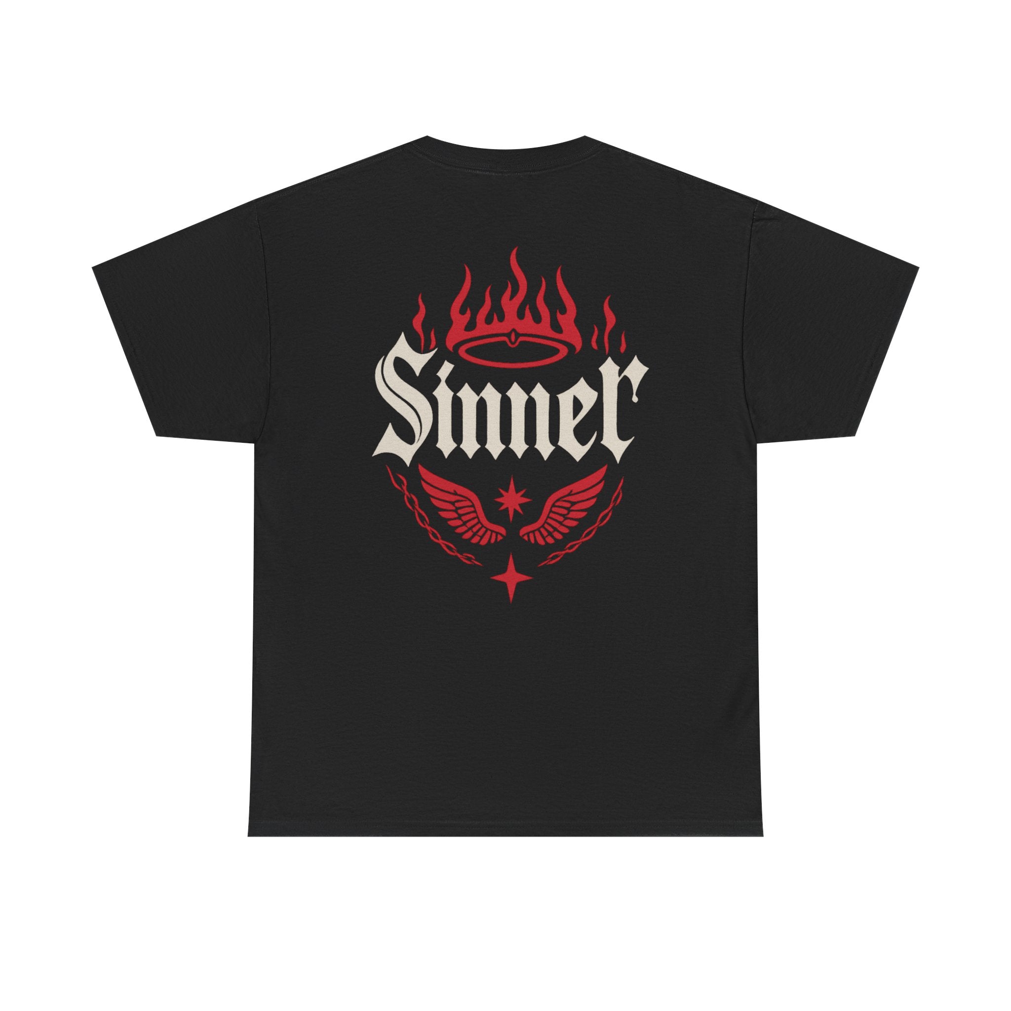 Sinner Graphic Tee — Hellbound Saints Co. Red Flame Back Print