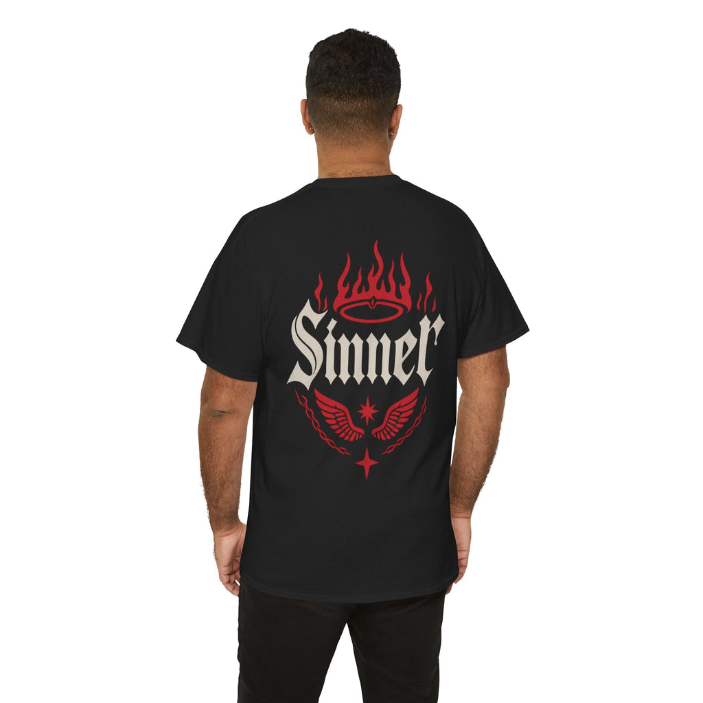 Sinner Graphic Tee — Hellbound Saints Co. Red Flame Back Print