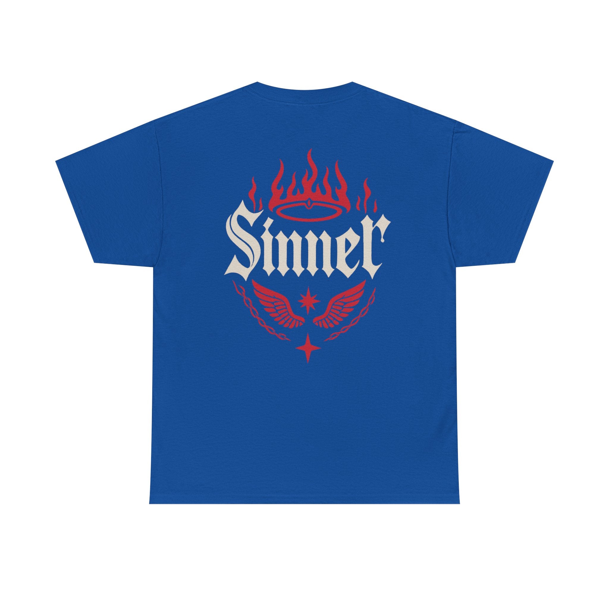 Sinner Graphic Tee — Hellbound Saints Co. Red Flame Back Print