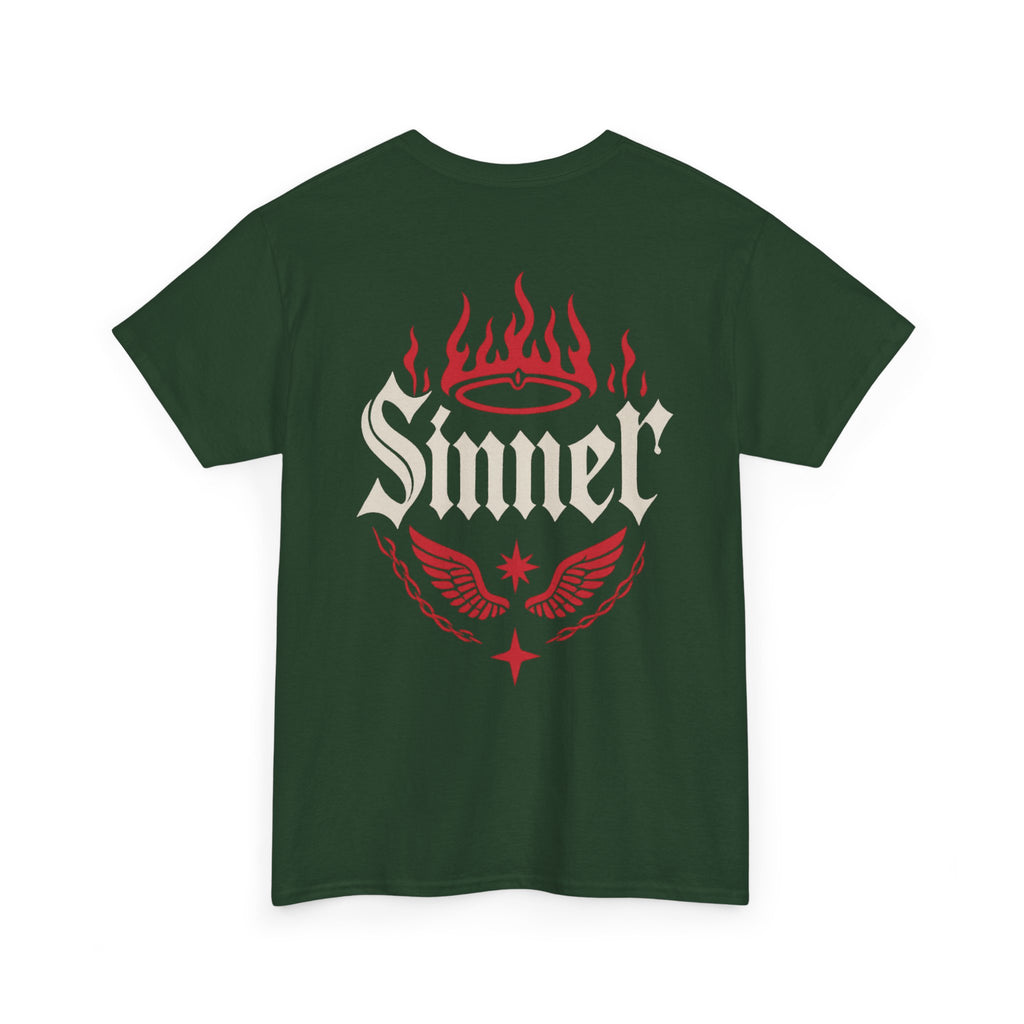 Sinner Graphic Tee — Hellbound Saints Co. Red Flame Back Print