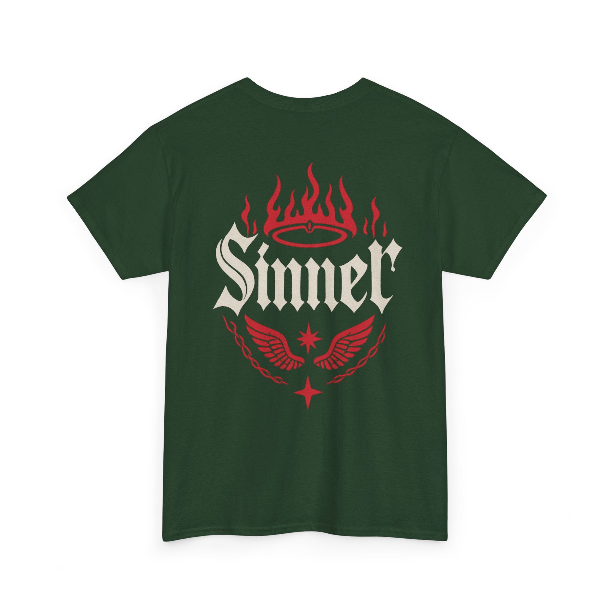 Sinner Graphic Tee — Hellbound Saints Co. Red Flame Back Print
